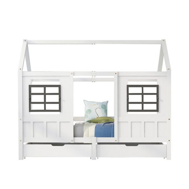 Sweiko Kinderbett (1-tlg), Hausbett mit 2 Schubladen und 2 Fenstern, 90*200 günstig online kaufen