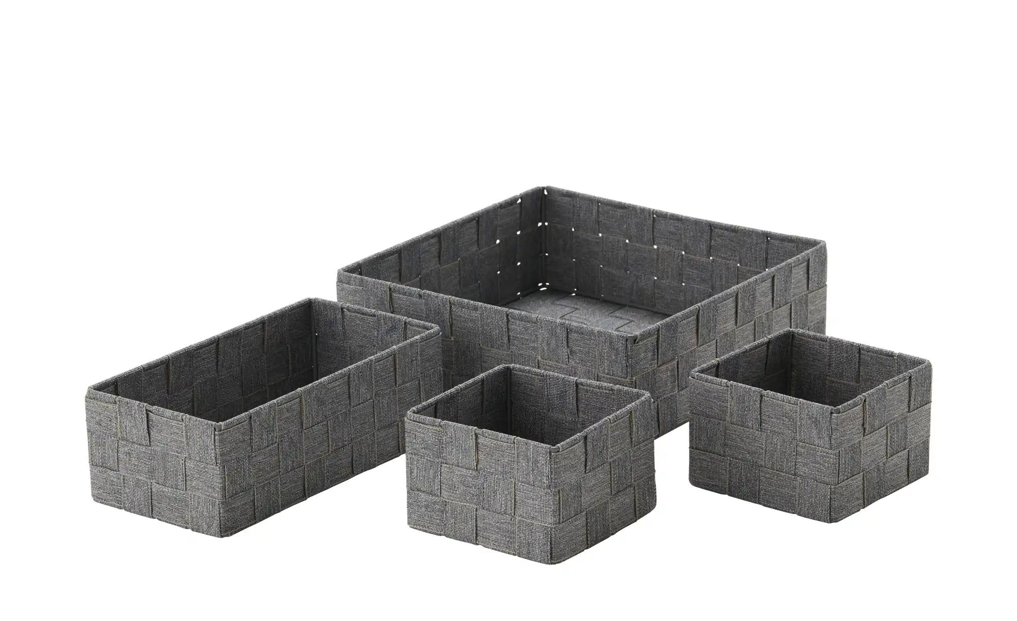 HOME STORY Aufbewahrungskorb  4er-Set   ¦ grau ¦ Polyester,Metall ¦ Maße (c günstig online kaufen