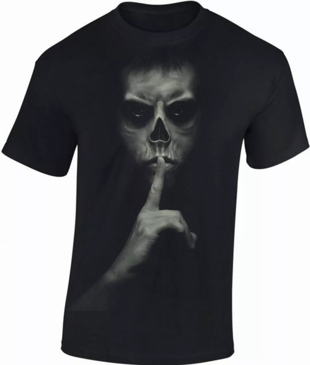 Baddery Print-Shirt Totenkopf Shirt, "Pssst!", Horror Skull Halloween Death günstig online kaufen