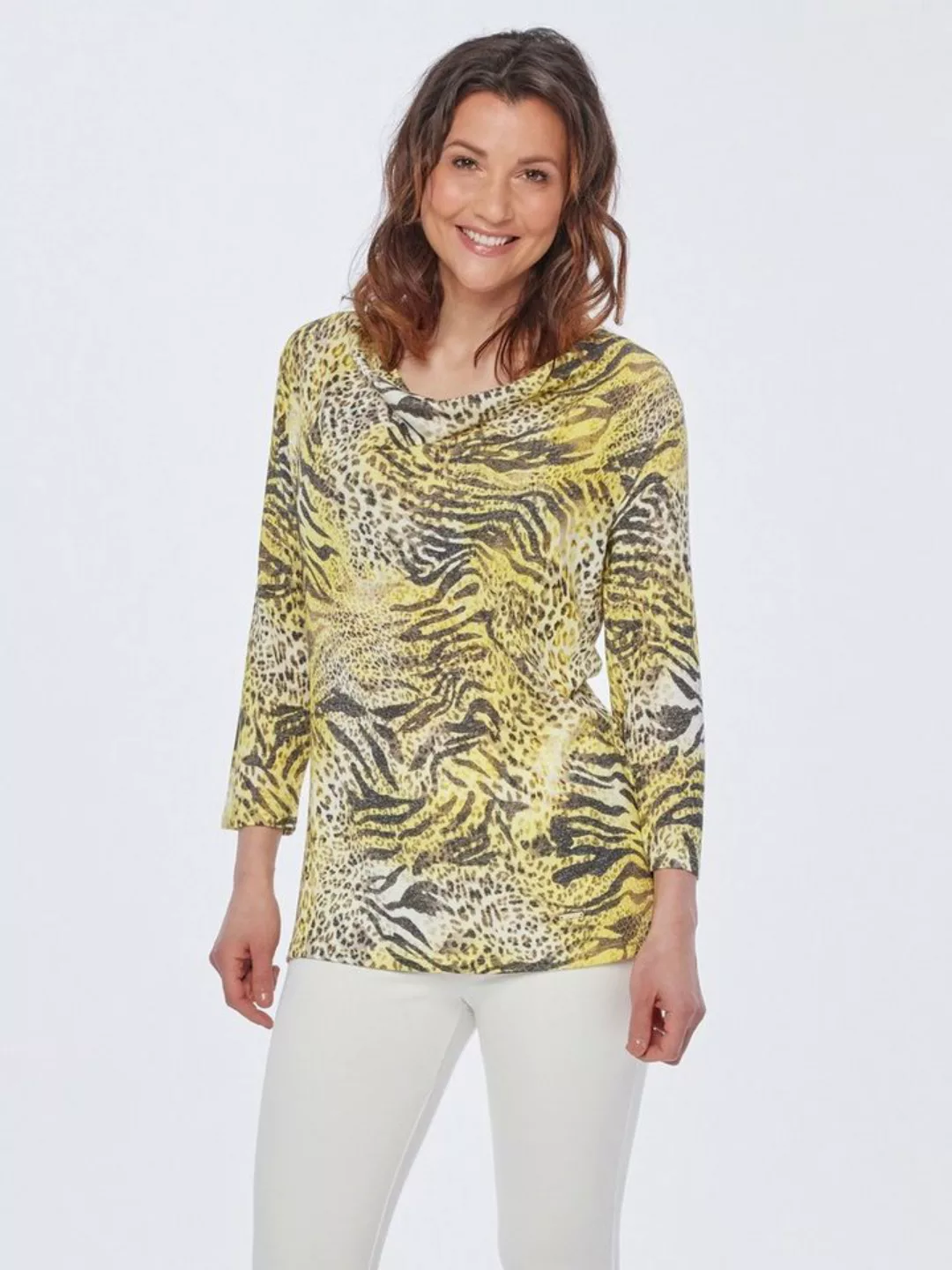 Georg Stiels Wasserfallpullover mit Animal-Print-Mix günstig online kaufen