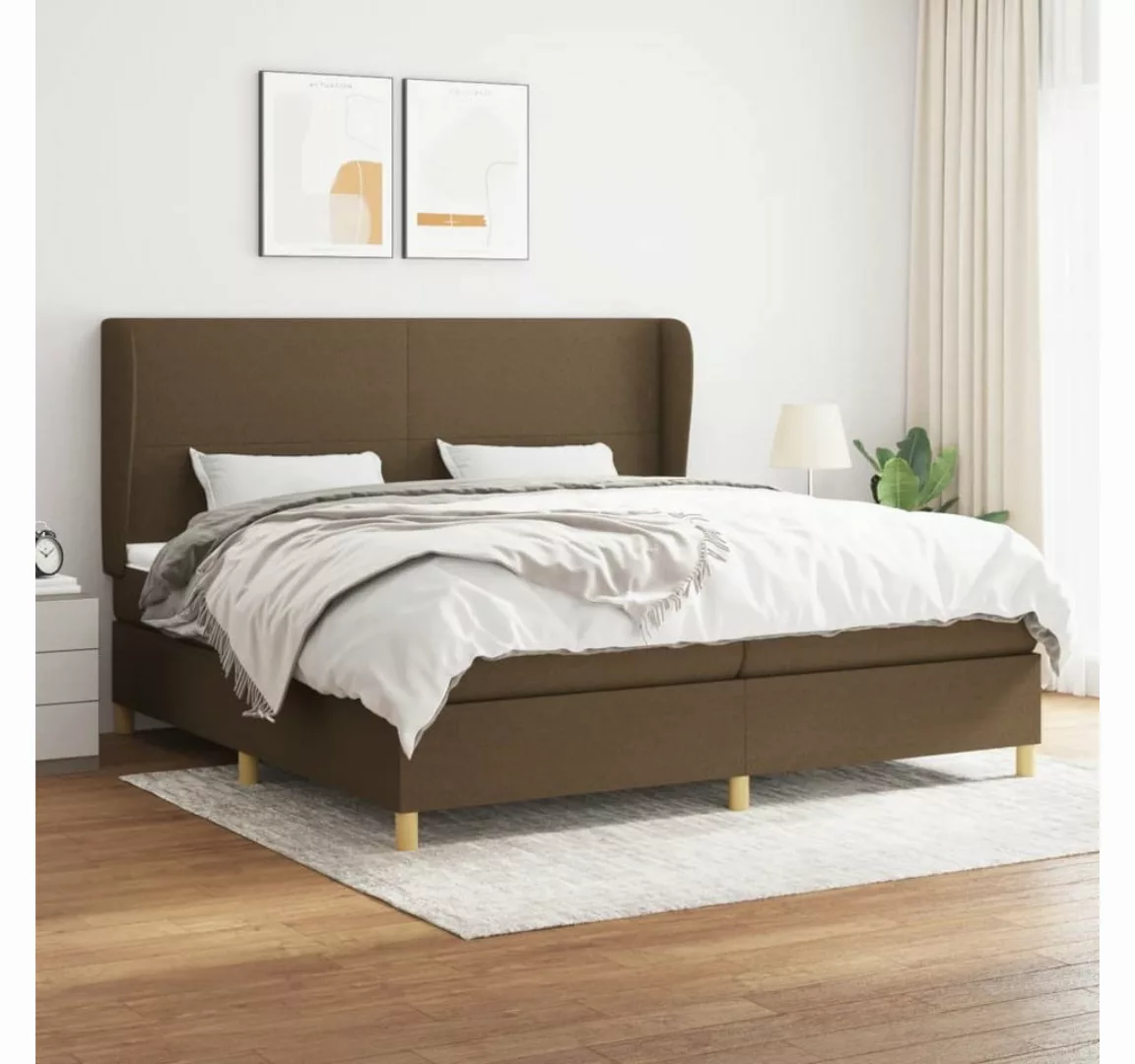 vidaXL Boxspringbett Boxspringbett mit Matratze Dunkelbraun 200x200 cm Stof günstig online kaufen