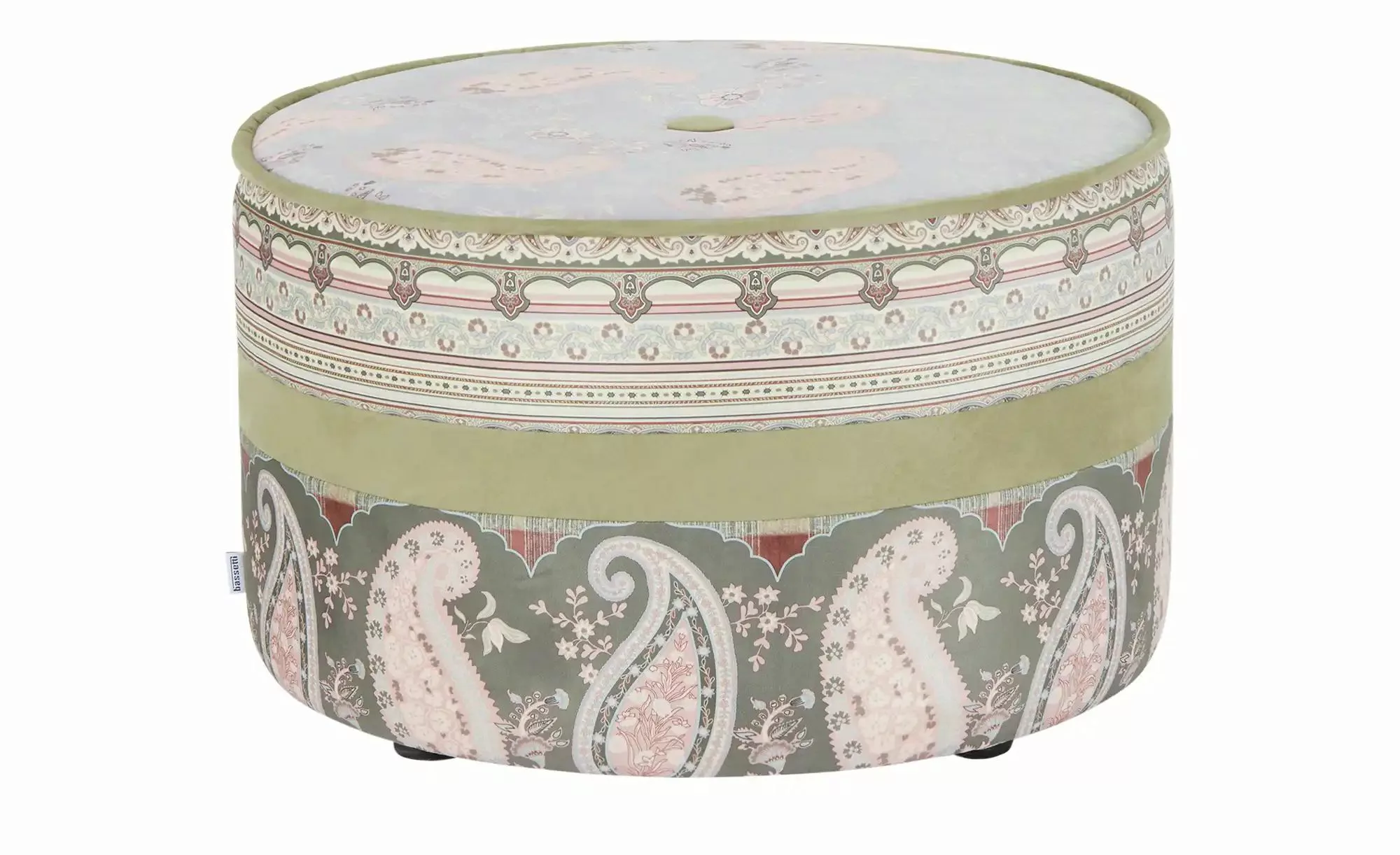 bassetti by SCHRÖNO Pouf aus Velours Tino ¦ grün ¦ Maße (cm): H: 39  Ø: 63 günstig online kaufen