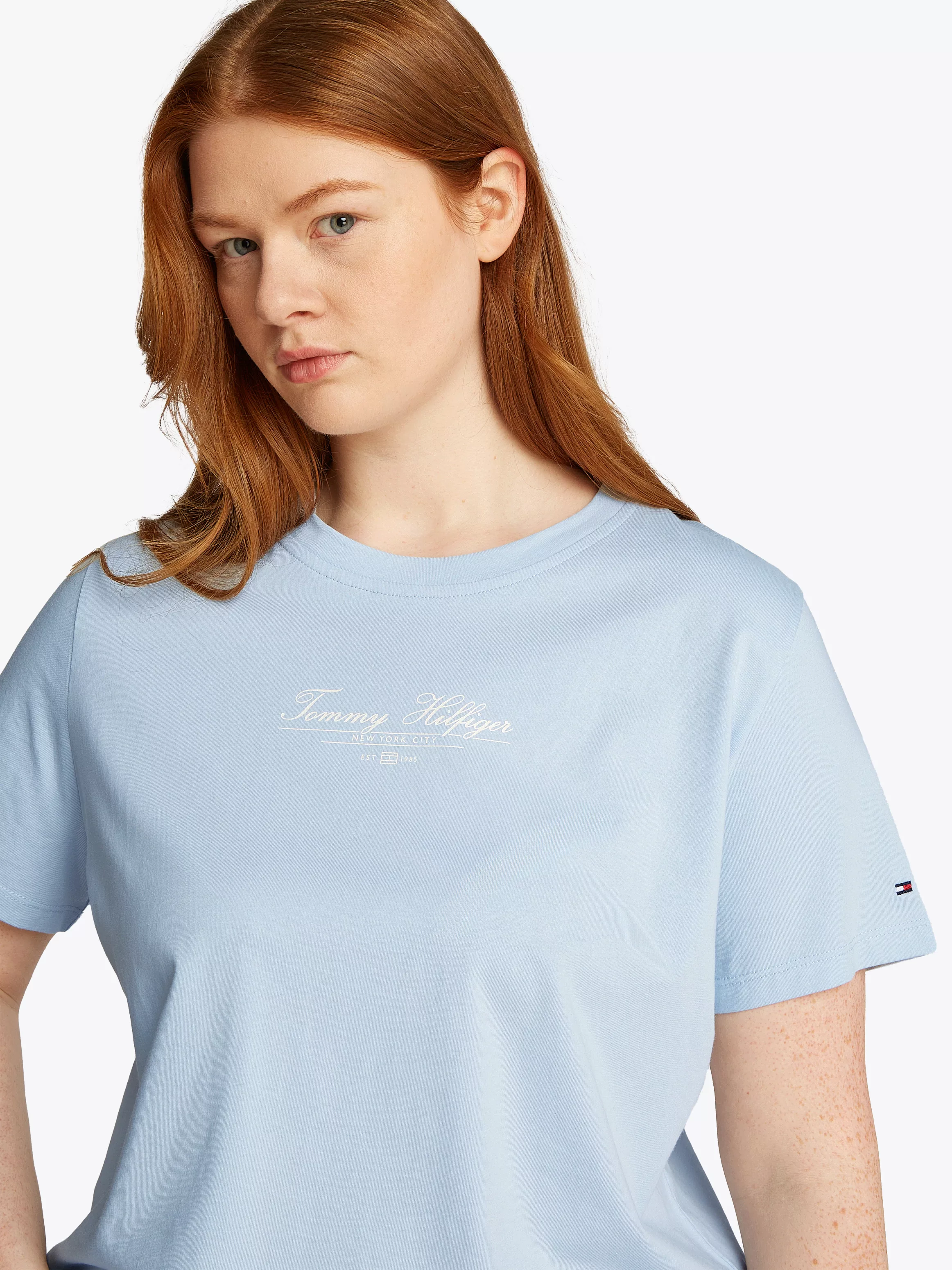 Tommy Hilfiger Curve Rundhalsshirt "CRV REG SCRIPT C-NK TEE SS", in Großen günstig online kaufen