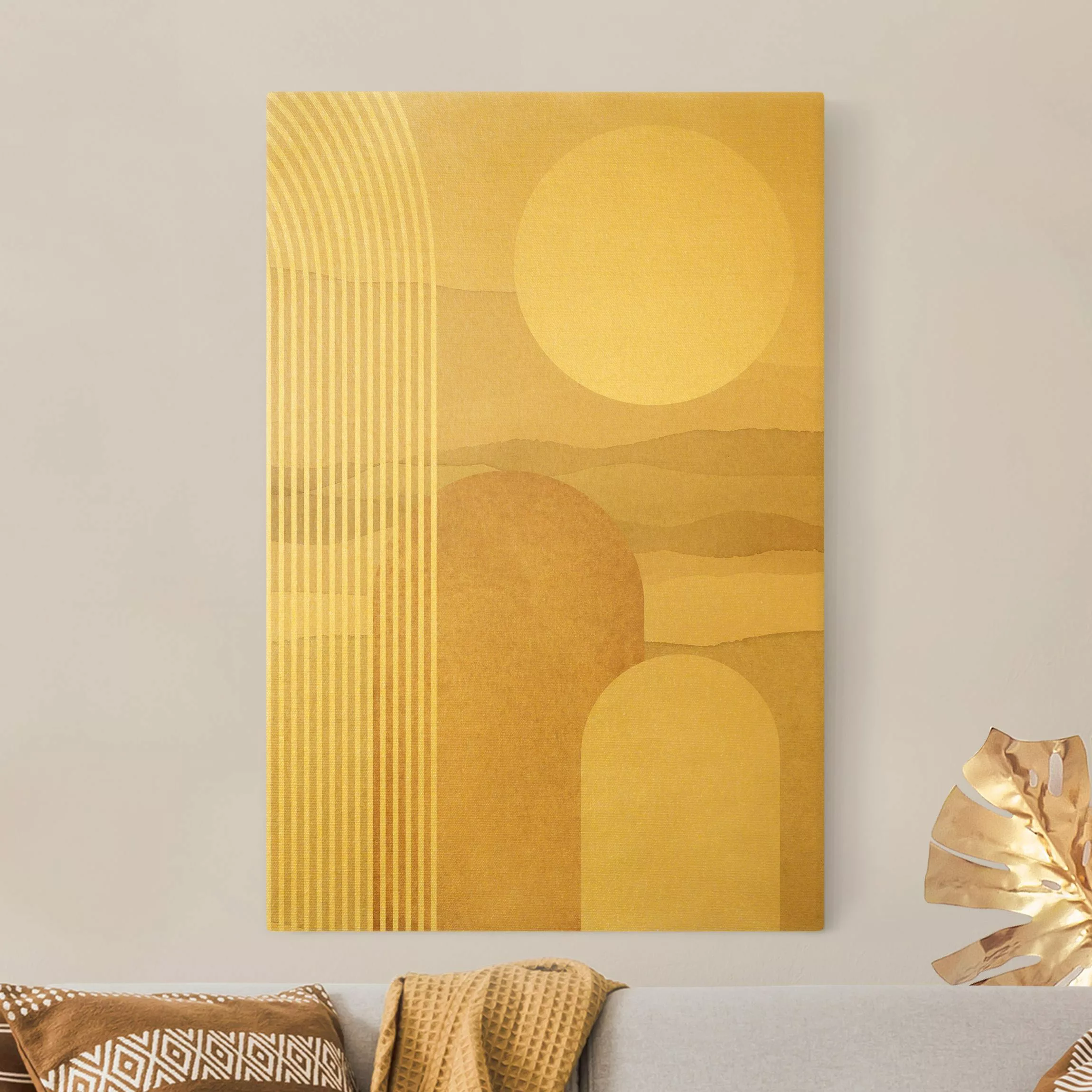 Leinwandbild Gold Geometrische Formen - Sonnenaufgang günstig online kaufen