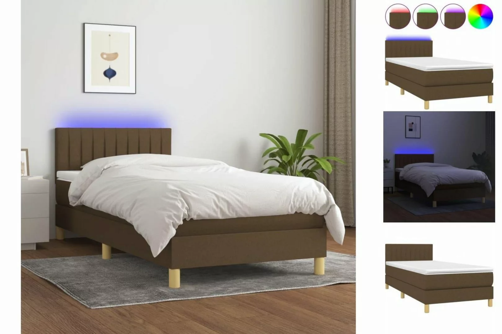 vidaXL Boxspringbett Bett Boxspringbett komplett mit Matratze & LED Stoff ( günstig online kaufen