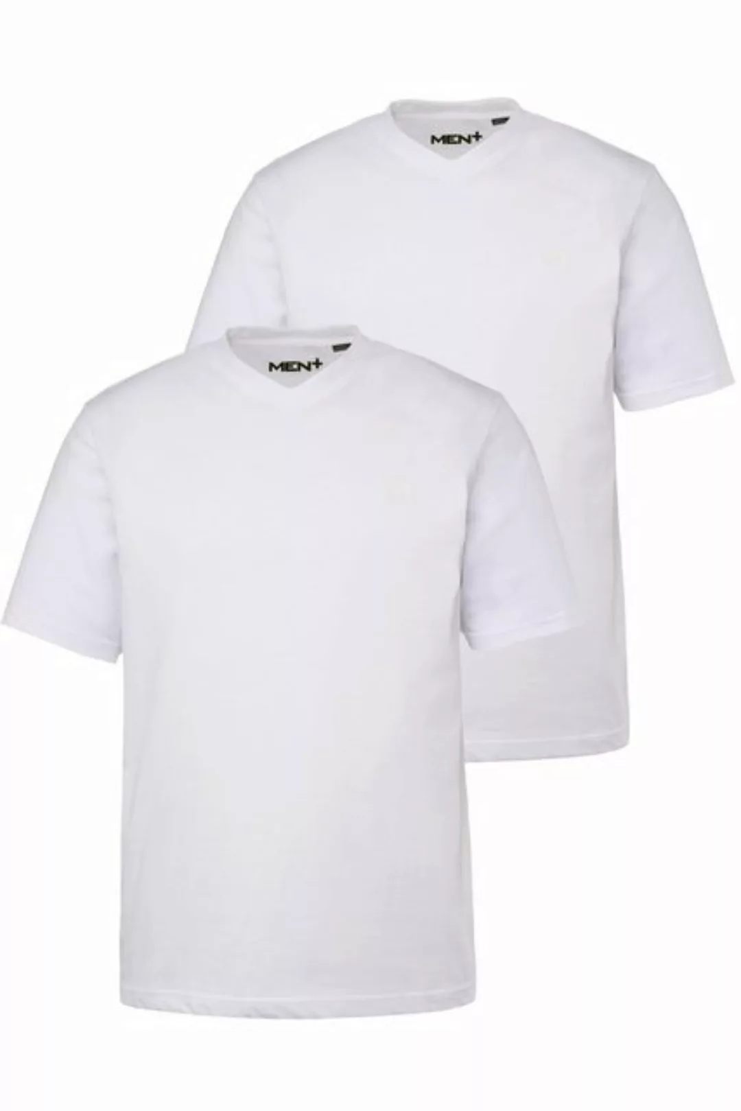 Men Plus T-Shirt Men+ T-Shirt Basic 2er-Pack Halbarm V-Ausschnitt günstig online kaufen