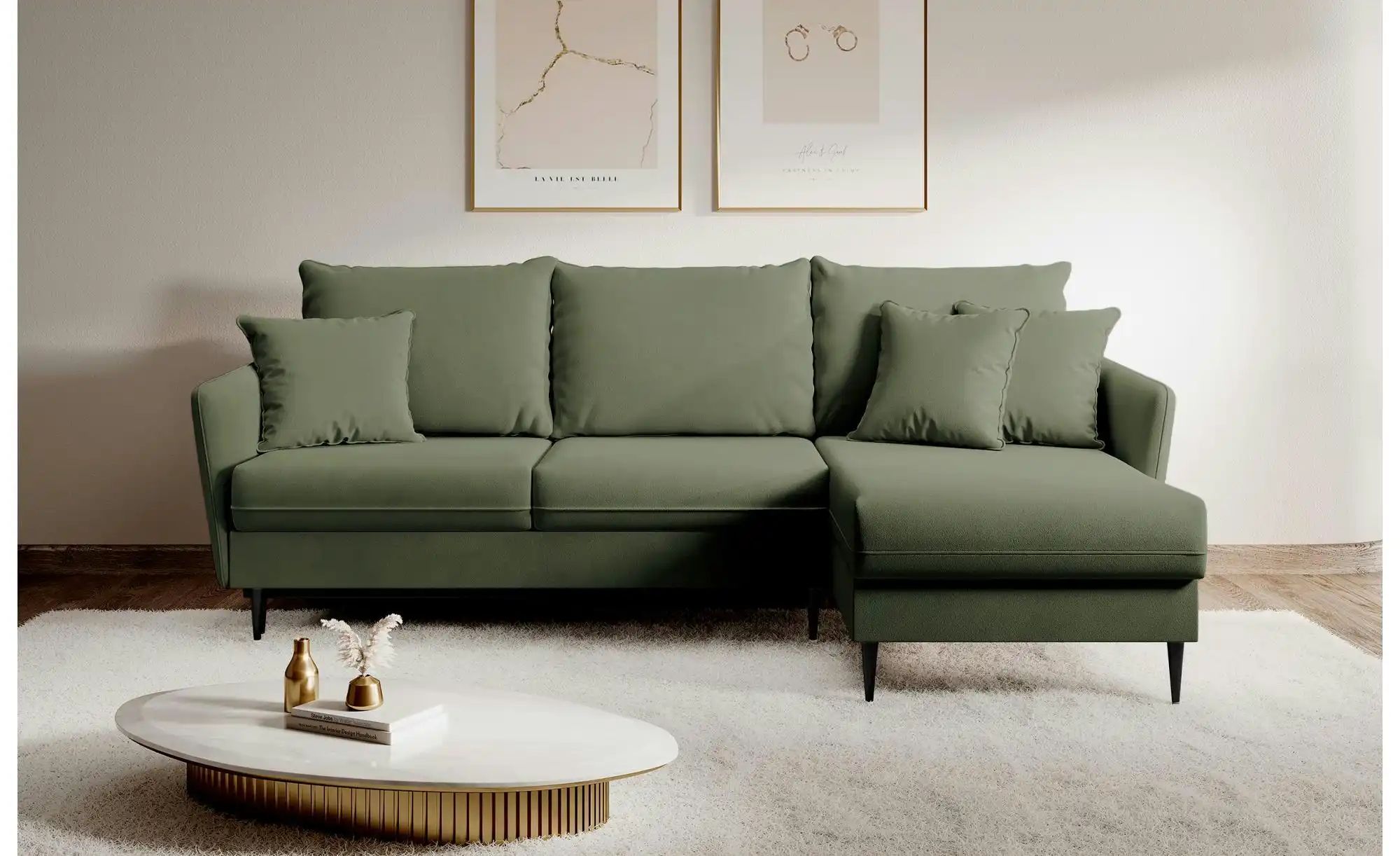 Ecksofa mit Schlaffunktion Volio ¦ grün ¦ Maße (cm): B: 223 H: 88 Polstermö günstig online kaufen