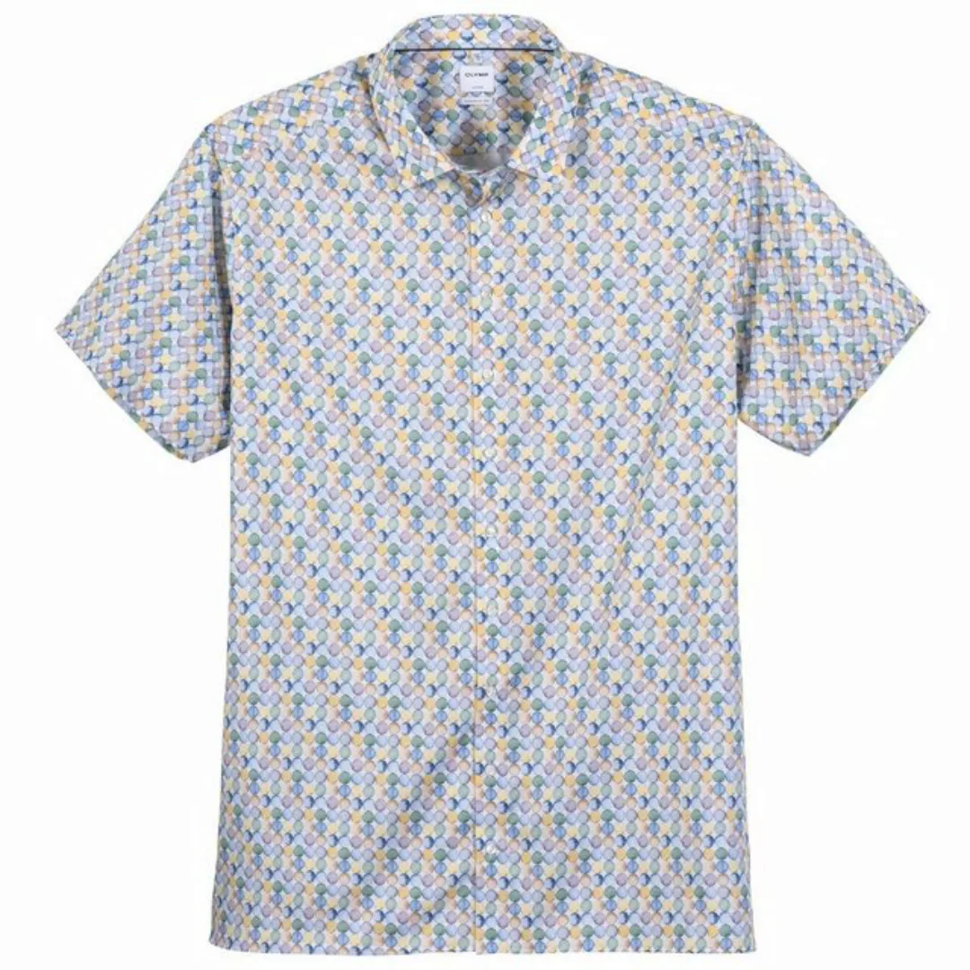 OLYMP Kurzarmhemd Olymp Kurzarmhemd XXL Punkte-Alloverdruck gelb-blau günstig online kaufen