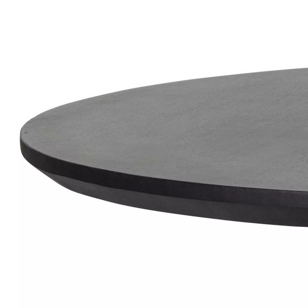 Schwarzer Sofatisch mit runder Tischplatte Mangobaum Massivholz günstig online kaufen