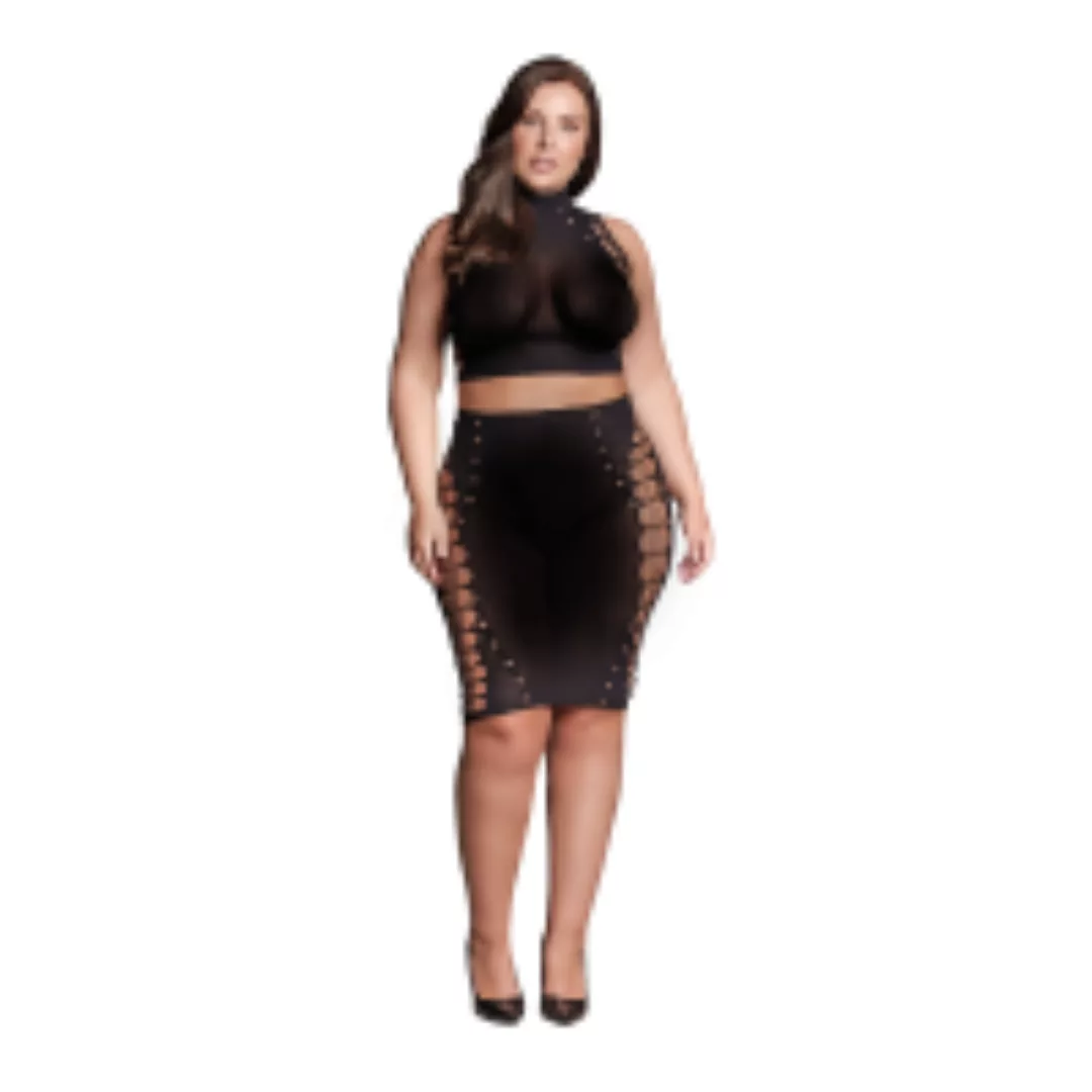 Kala XXXVII - Two Piece with Turtleneck, Crop Top and Skirt - Plus Size günstig online kaufen