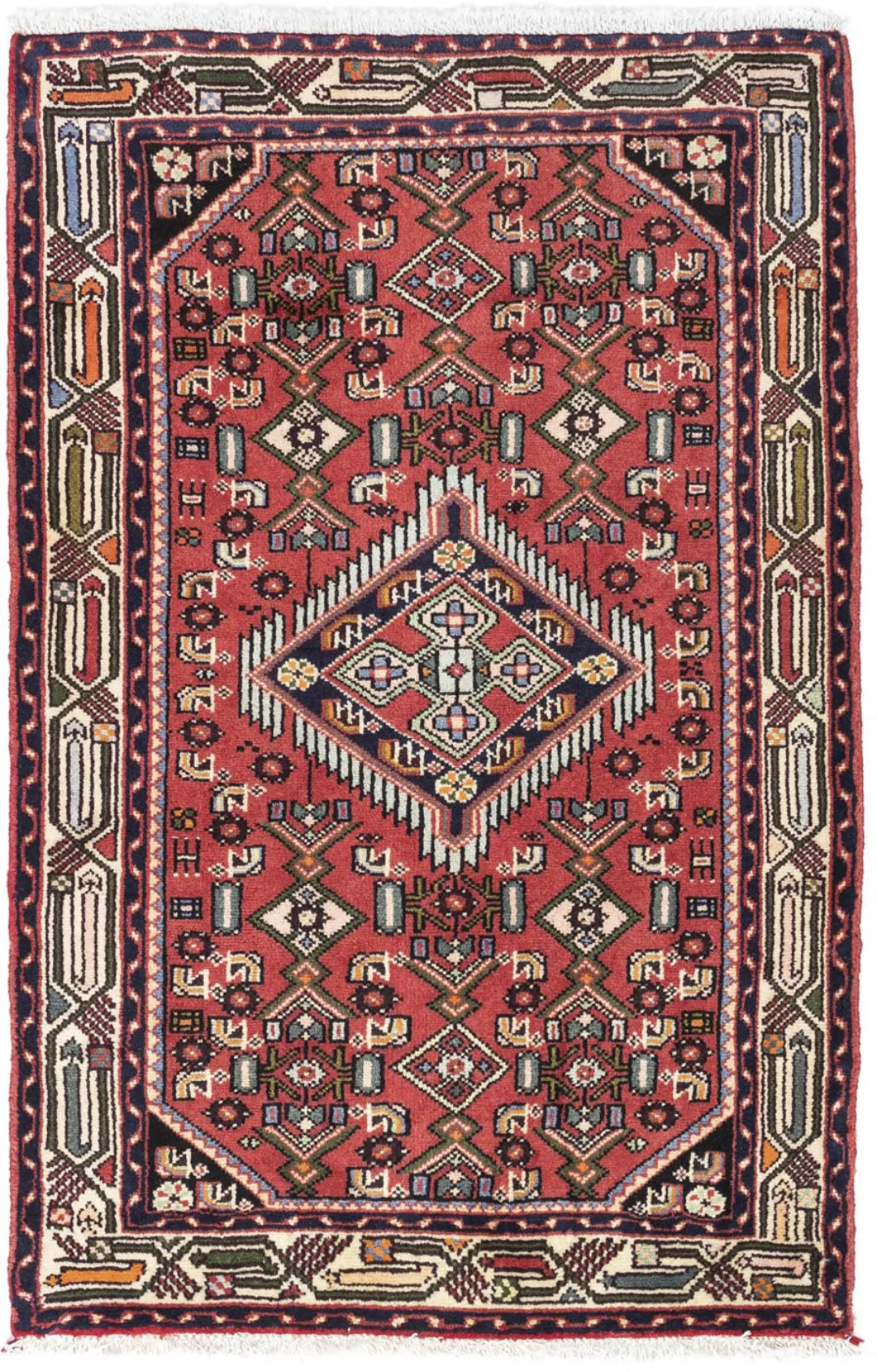 morgenland Wollteppich »Hosseinabad Medaillon Rosso chiaro 125 x 80 cm«, re günstig online kaufen