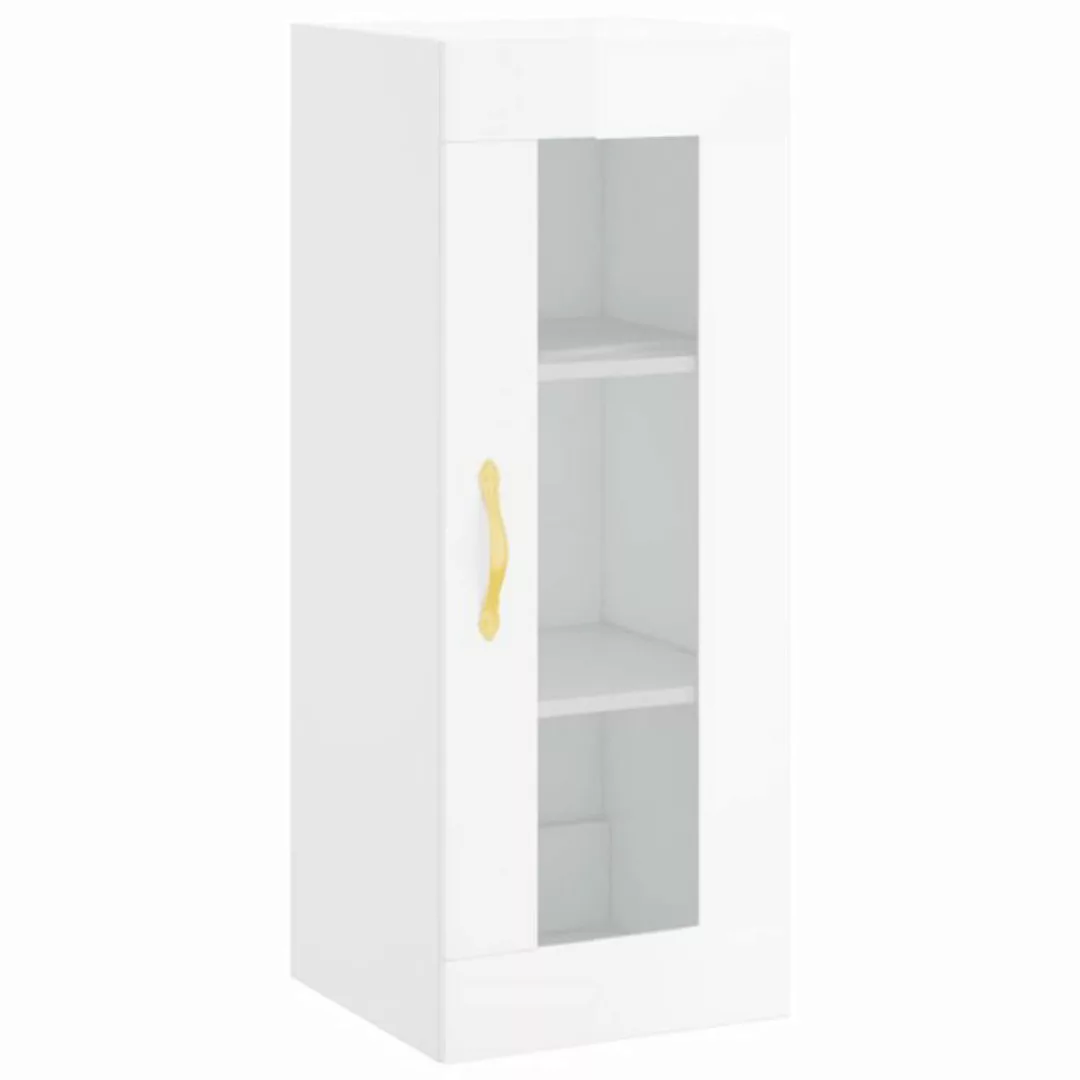 vidaXL Hängeschrank Wandschrank Hochglanz-Weiß 34,5x34x90 cm Glas Vitrine H günstig online kaufen