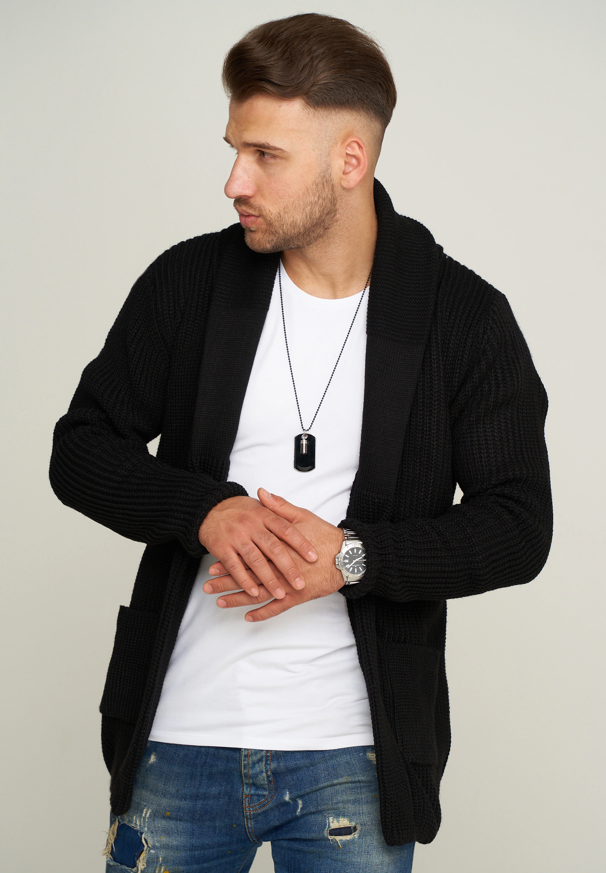 behype Strickjacke "MKCARDY45", mit Schalkragen günstig online kaufen