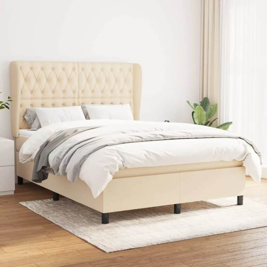 Vidaxl Boxspringbett Mit Matratze Creme 140x200 Cm Stoff günstig online kaufen