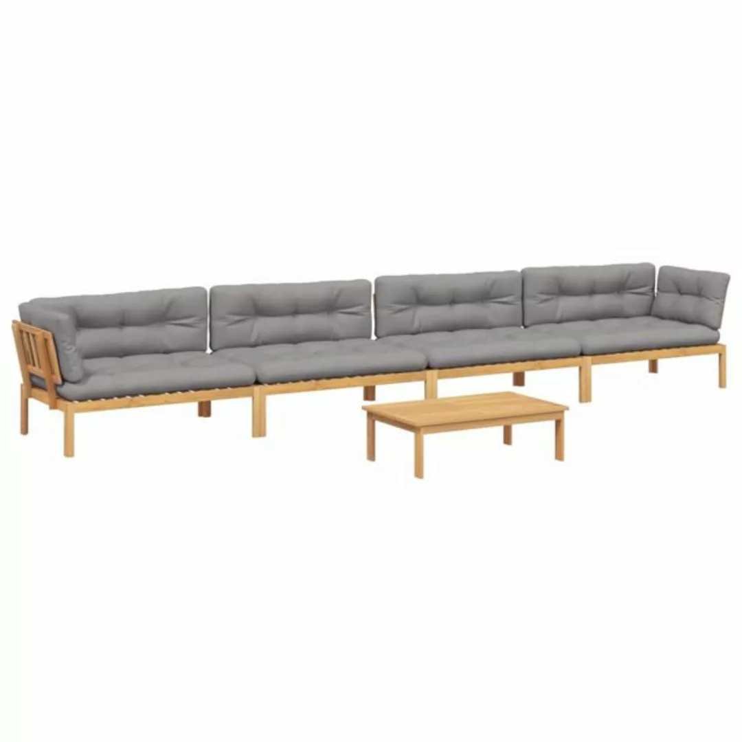 vidaXL Loungesofa 5-tlg. Garten-Sofagarnitur aus Paletten mit Kissen Akazie günstig online kaufen