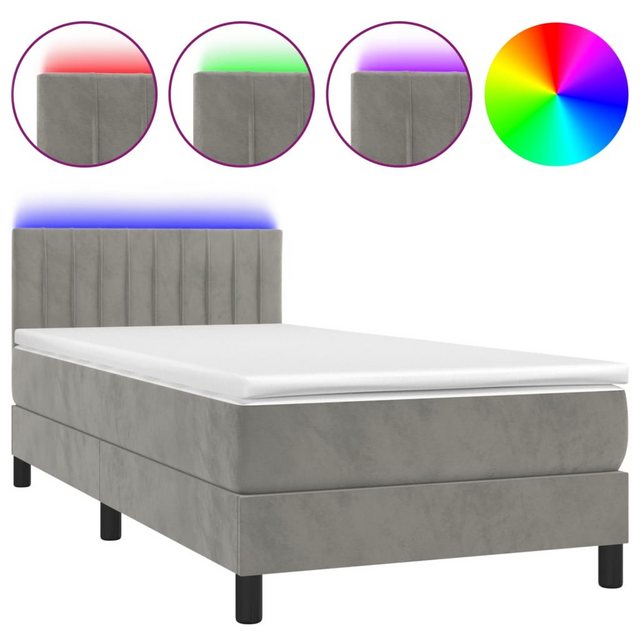 vidaXL Boxspringbett Bett Boxspringbett mit Matratze & LED Samt (90 x 190 c günstig online kaufen