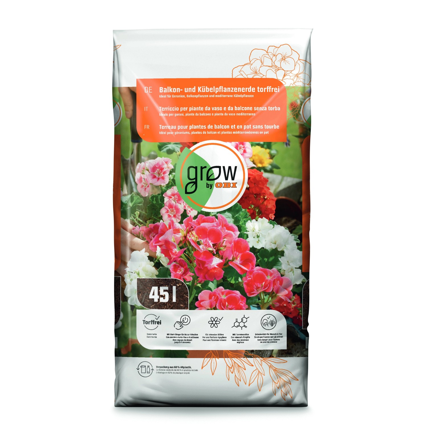 GROW by OBI Balkon- und Kübelpflanzenerde torffrei 2.295 l (51 x 45 l) 1 Pa günstig online kaufen