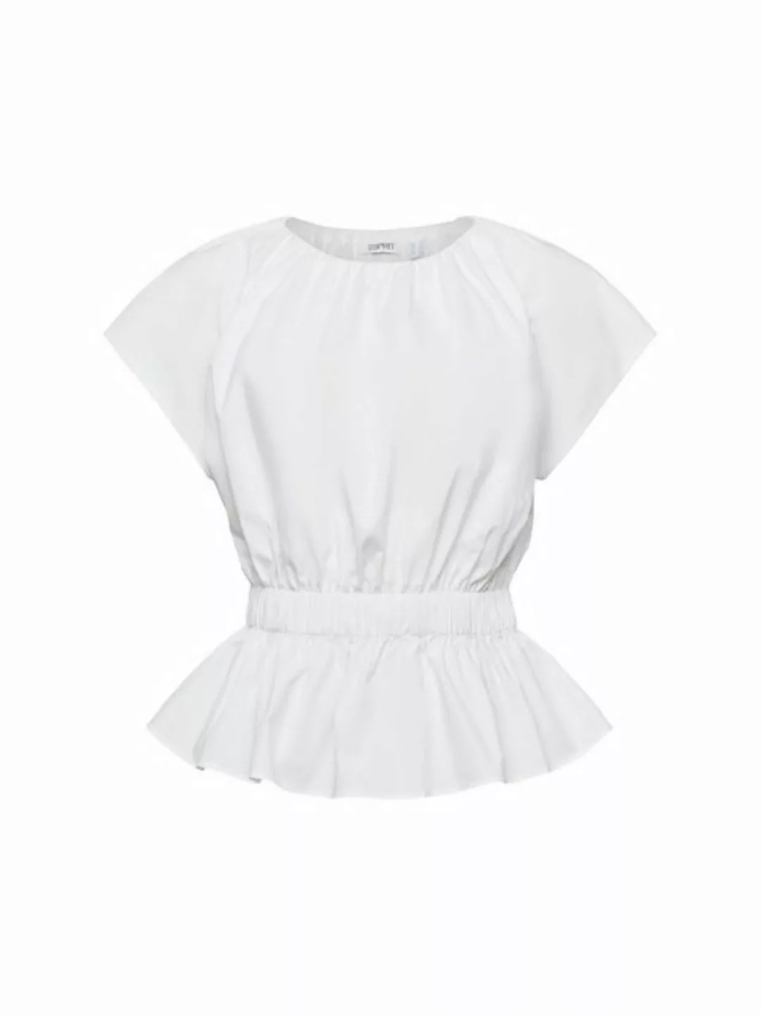 Esprit Kurzarmbluse Popeline-Bluse mit Schößchen günstig online kaufen