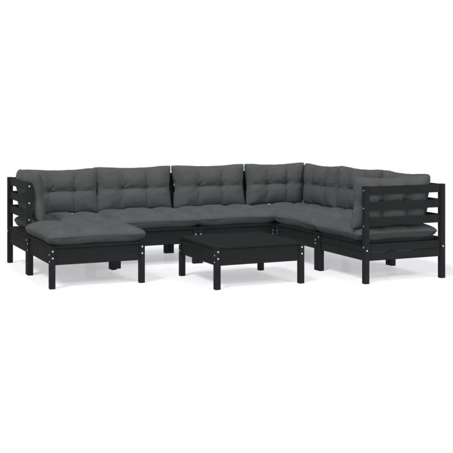 8-tlg. Garten-lounge-set Mit Kissen Schwarz Kiefer Massivholz günstig online kaufen