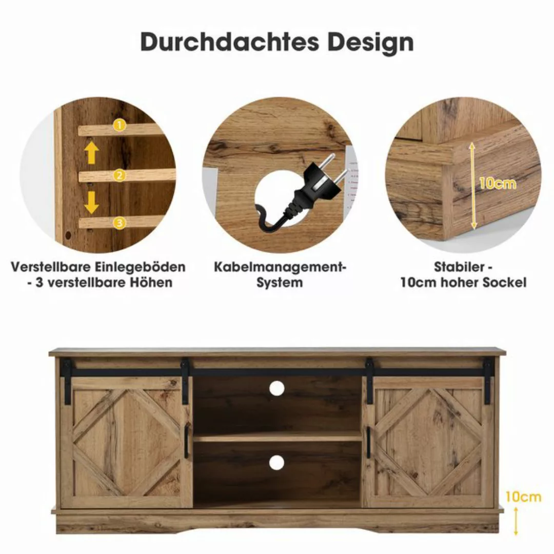 YNOFIT TV-Schrank Landhaus-TV-Schrank, Sideboard mit 2 Schiebetüren, 150x40 günstig online kaufen