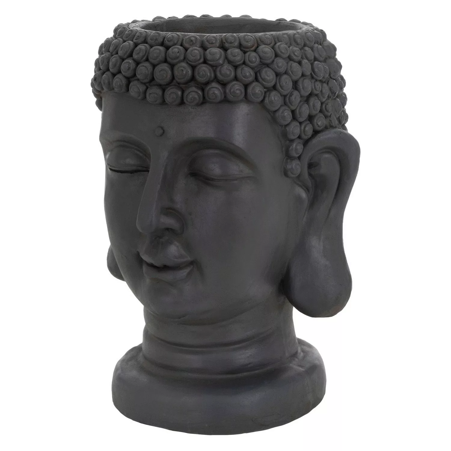 ML-Design Pflanztopf Buddha Figur Kopf 19x20x34 cm Anthrazit Harz Innen Auß günstig online kaufen