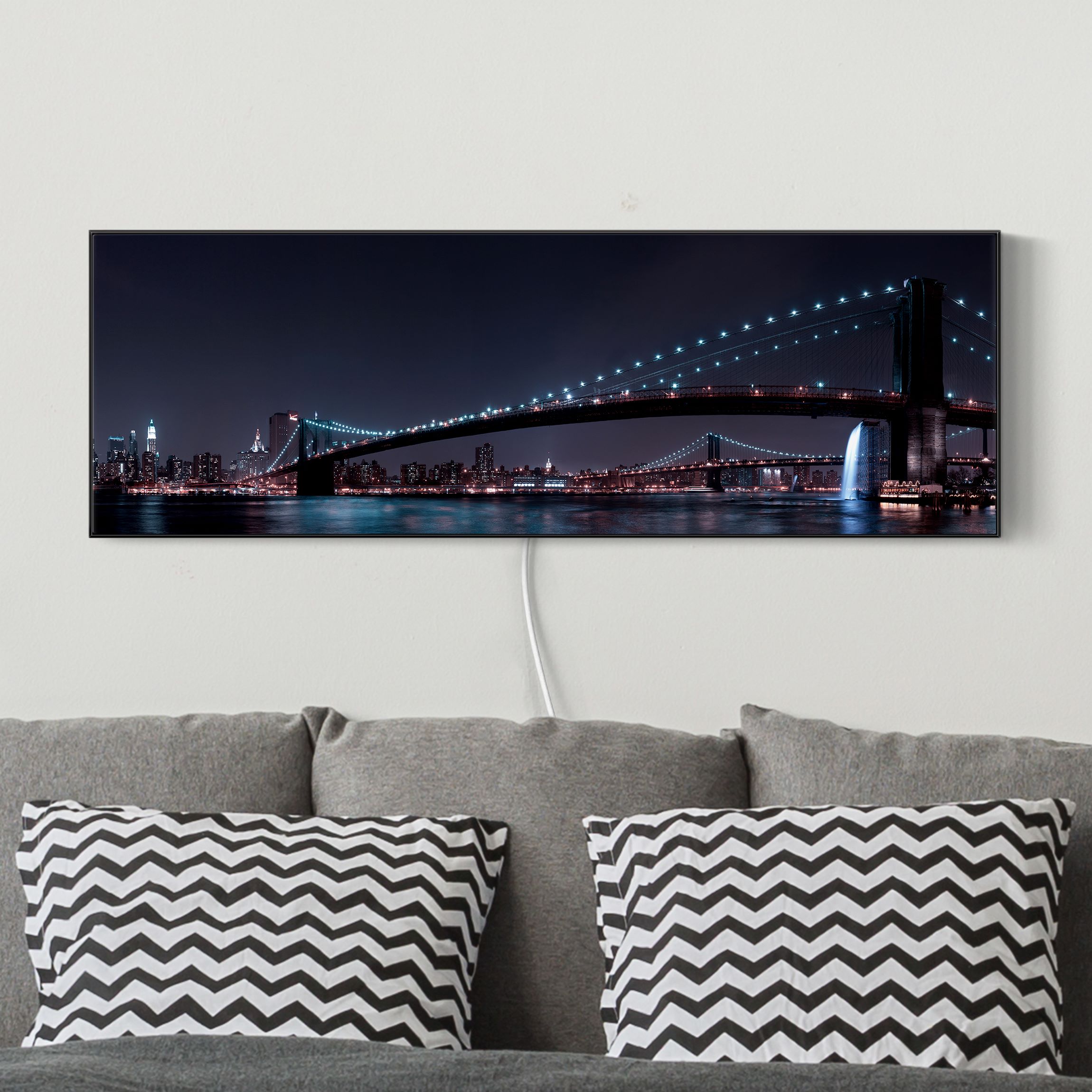 LED-Wechselbild Manhattan Skyline und Brooklyn Bridge günstig online kaufen