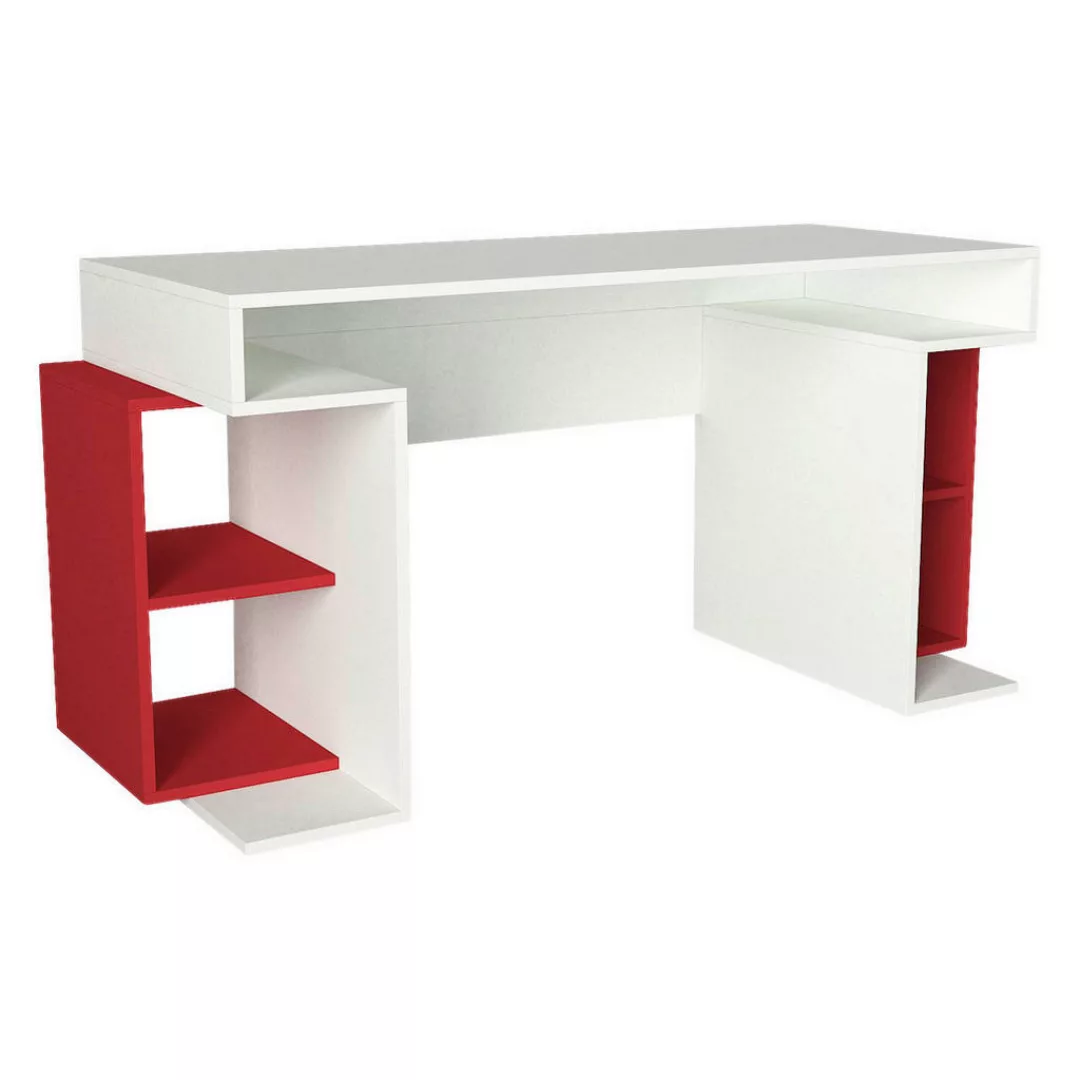Schreibtisch weiß rot B/H/T: ca. 140x75x75 cm günstig online kaufen