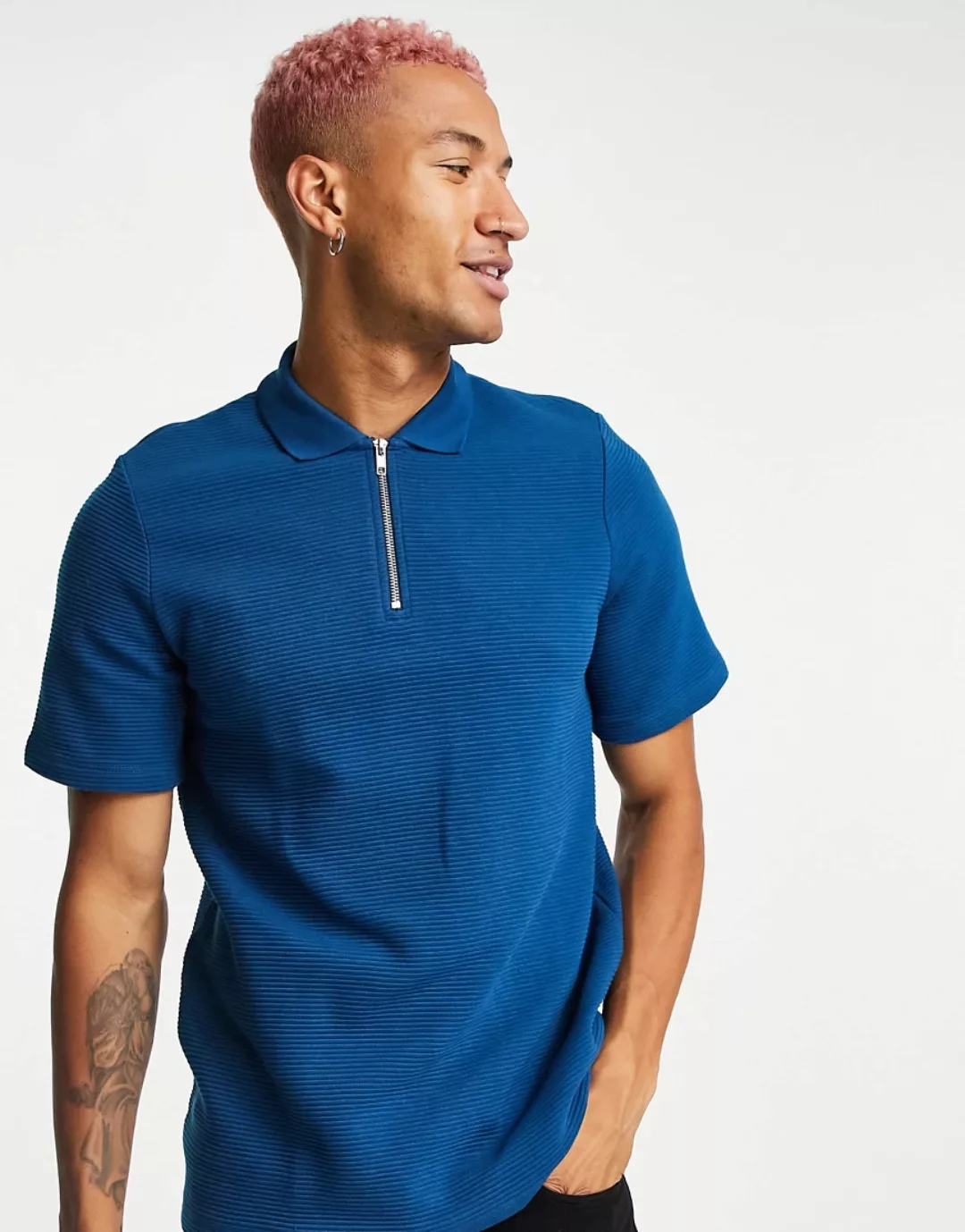 Bolongaro Trevor – Poloshirt mit Reißverschluss-Marineblau günstig online kaufen