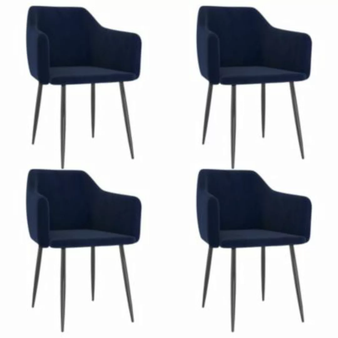 vidaXL Esszimmerstühle 4 Stk. Blau Samt Esszimmerstuhl blau günstig online kaufen