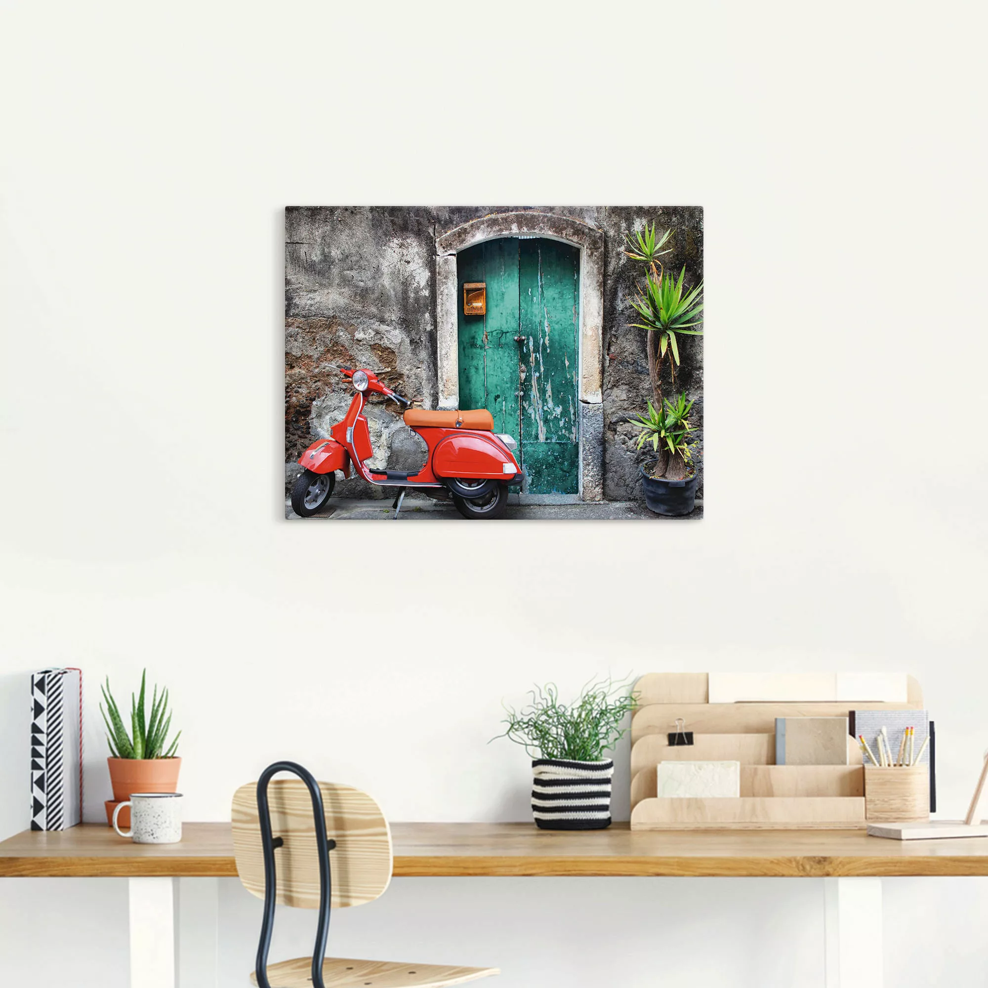 Artland Wandbild »Roter Motorroller«, Motorräder & Roller, (1 St.), als Alu günstig online kaufen