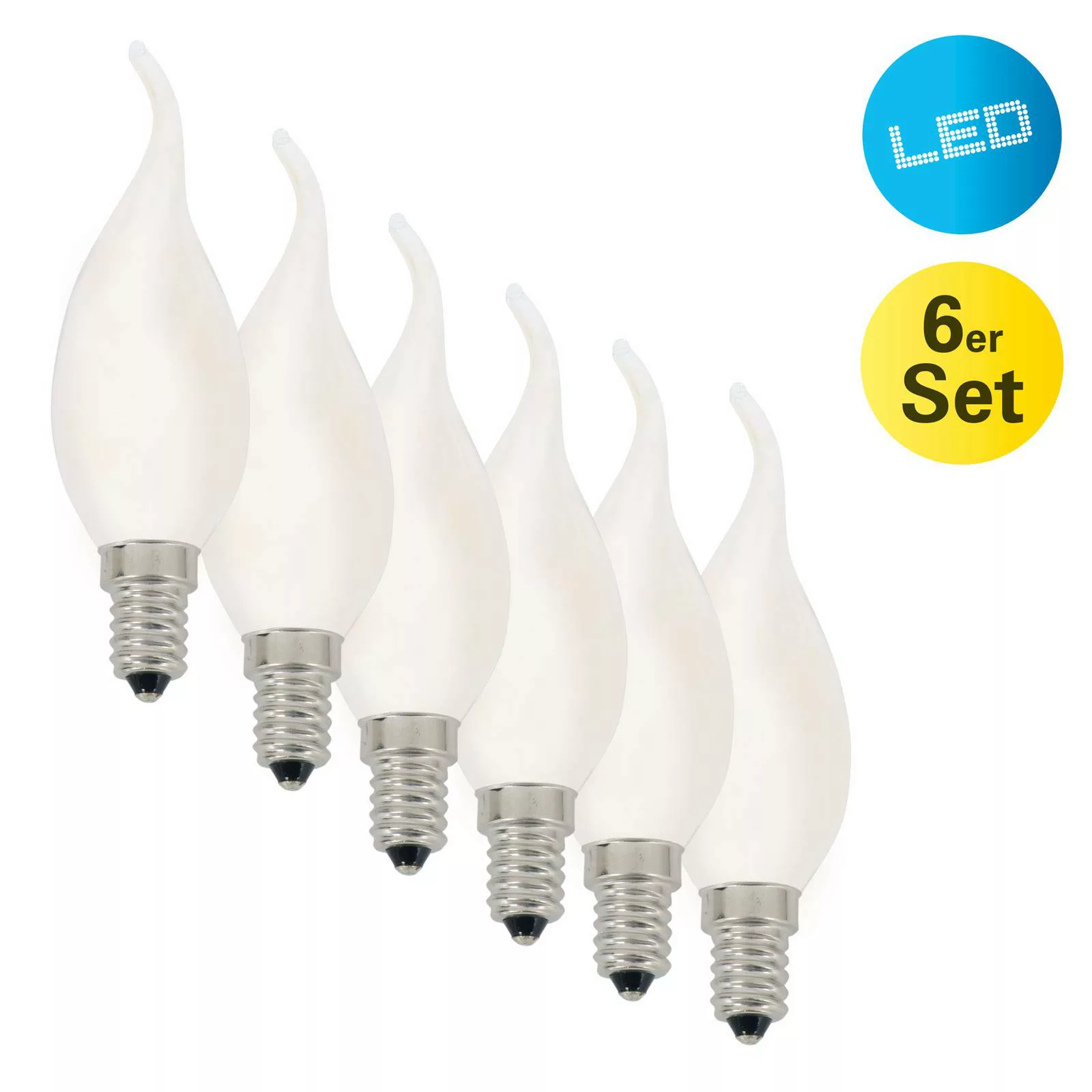 Näve Leuchten "6er-Set LED-Kerze ""Windstoß"" E14" weiß günstig online kaufen