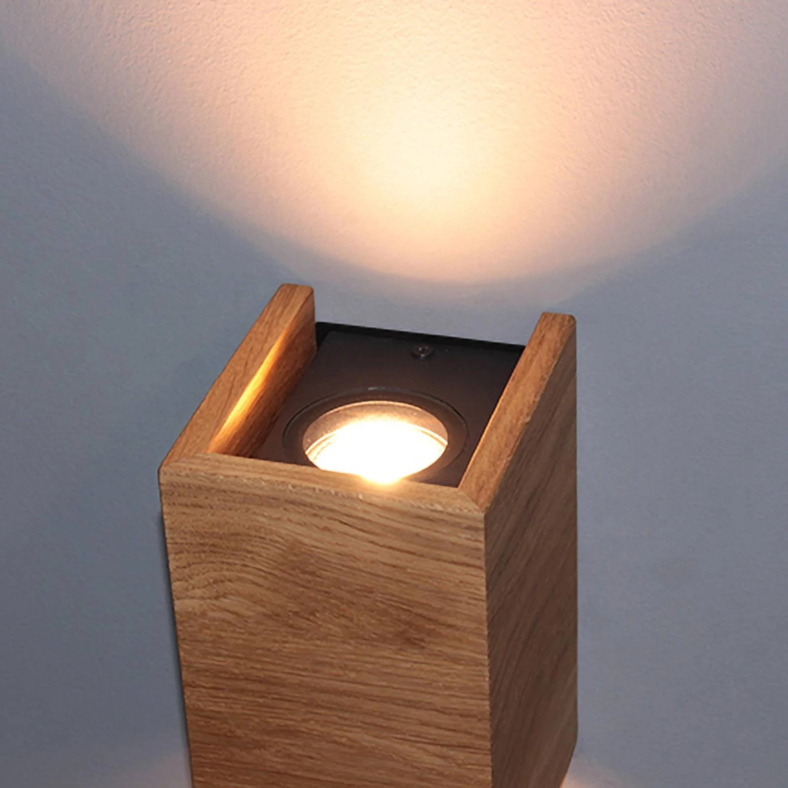 LED-Wandleuchte Shine-Wood eiche 2xGU10 10x18cm günstig online kaufen