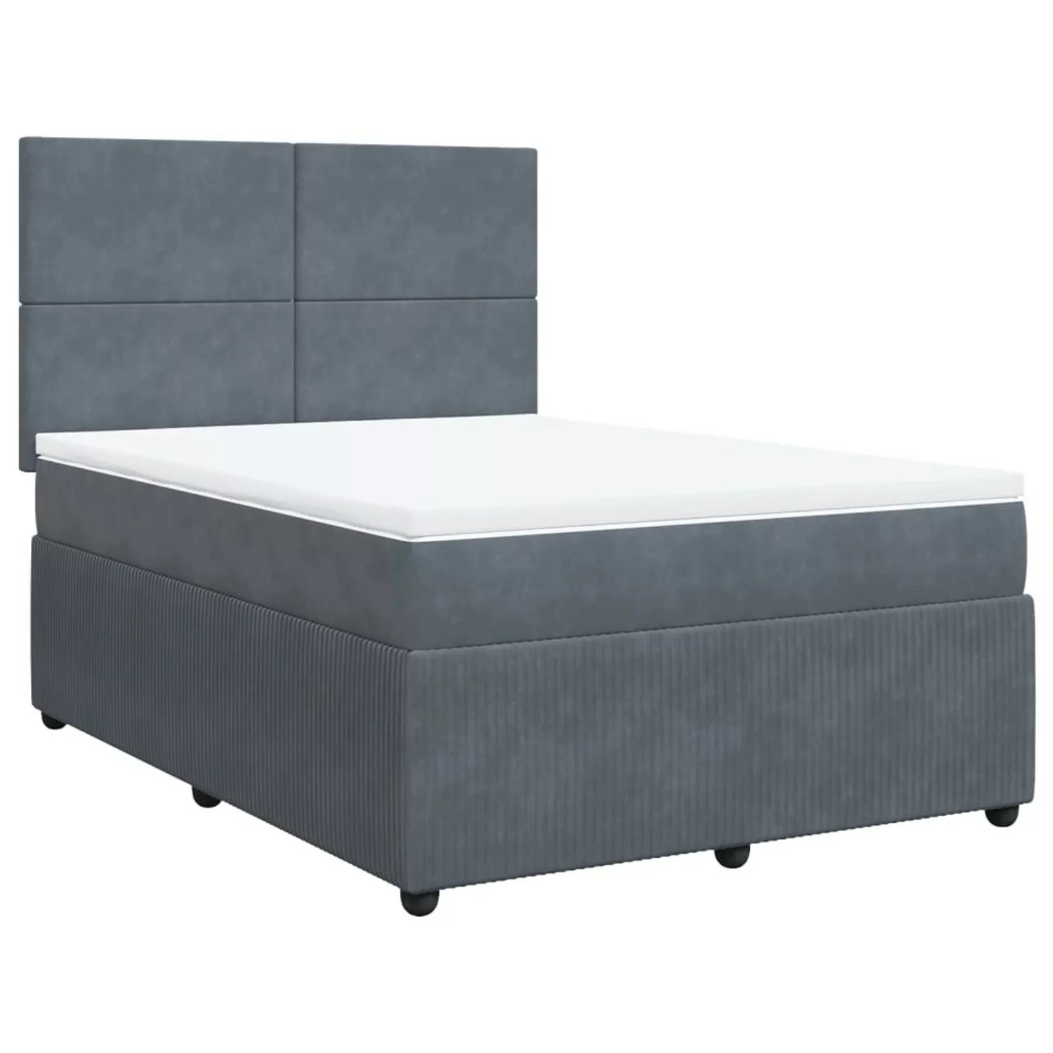 vidaXL Boxspringbett mit Matratze Dunkelgrau 140x200 cm Samt2106654 günstig online kaufen