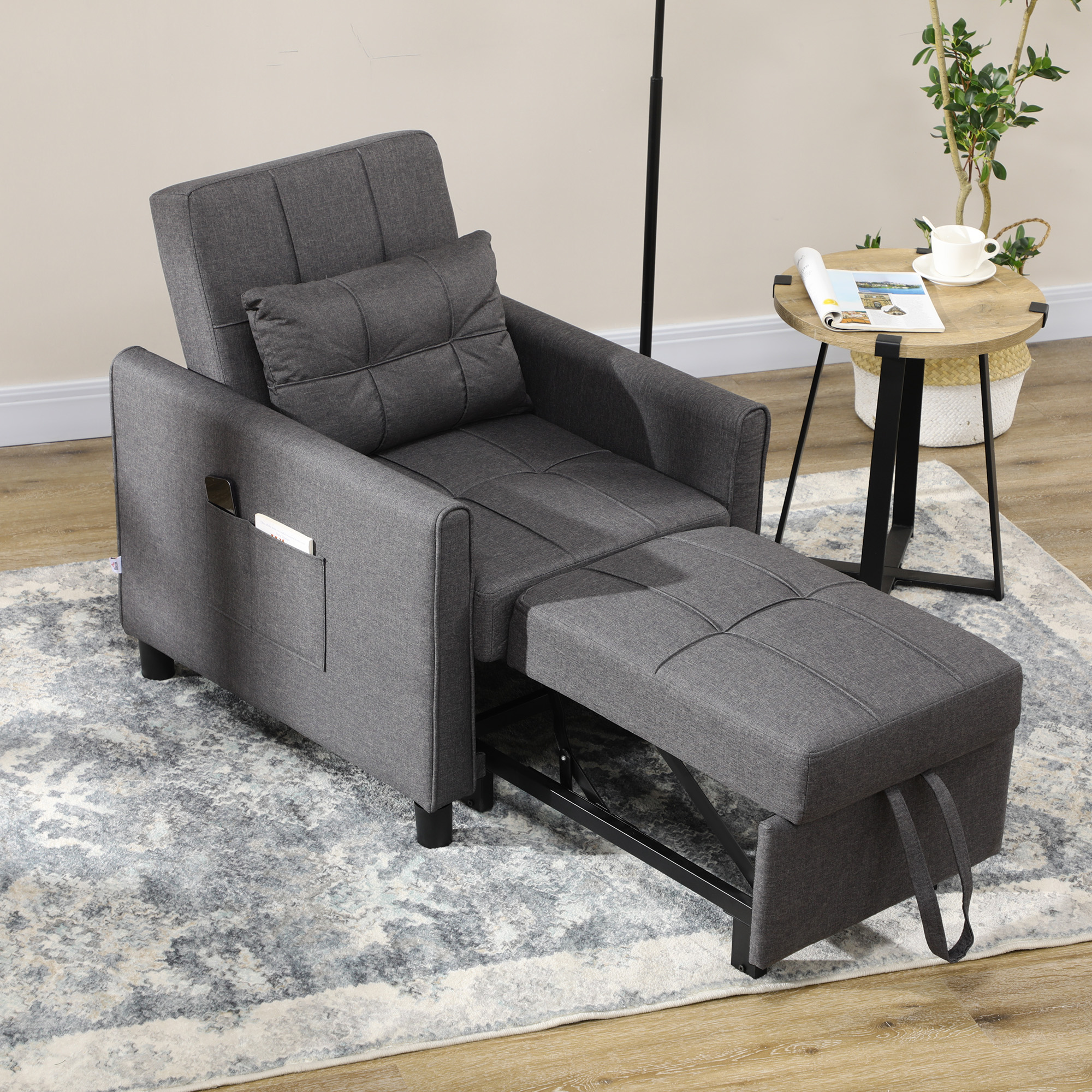 HOMCOM Fauteuil convertible 1 place 3 in 1, Schlafsessel mit verstellbarer günstig online kaufen