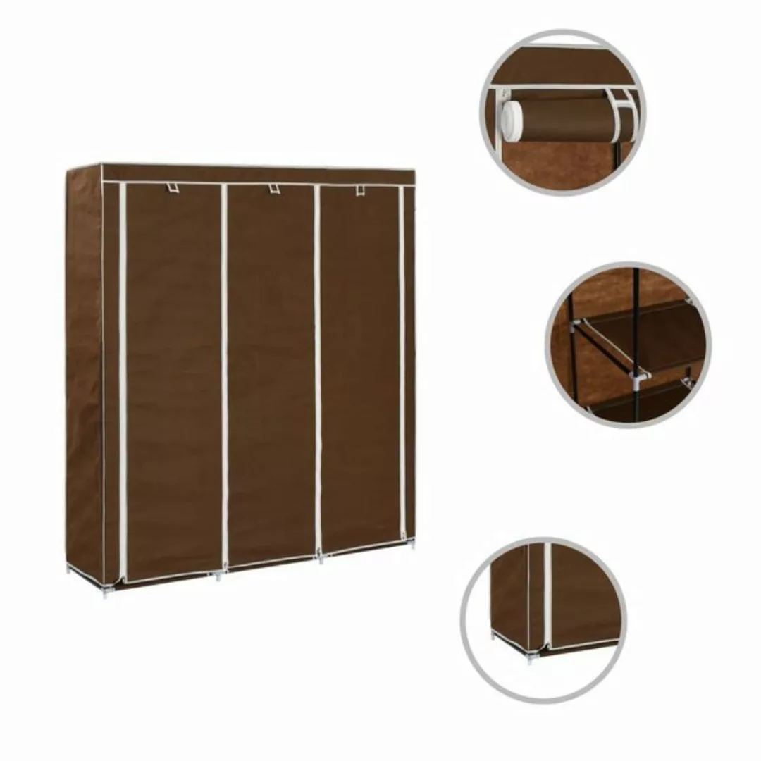 furnicato Kleiderschrank mit Fächern und Stangen Braun 150x45x175cm Stoff günstig online kaufen