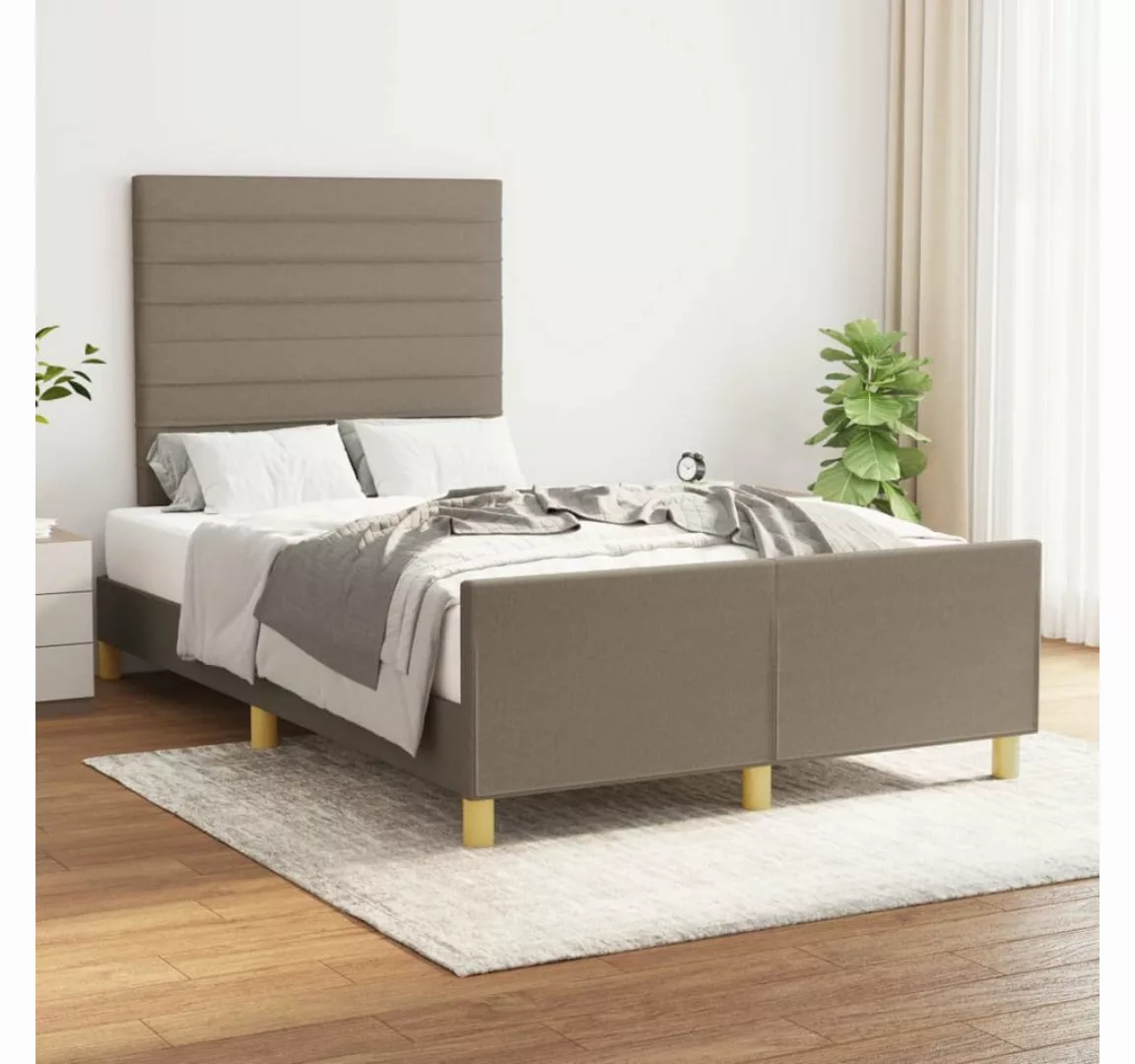 vidaXL Bett, Bettgestell ohne Matratze Taupe 120x200 cm Stoff günstig online kaufen