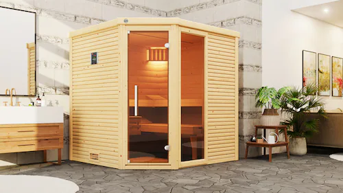 Weka Sauna Cubilis Gr.2, Glastür Graphit mit Fenster günstig online kaufen