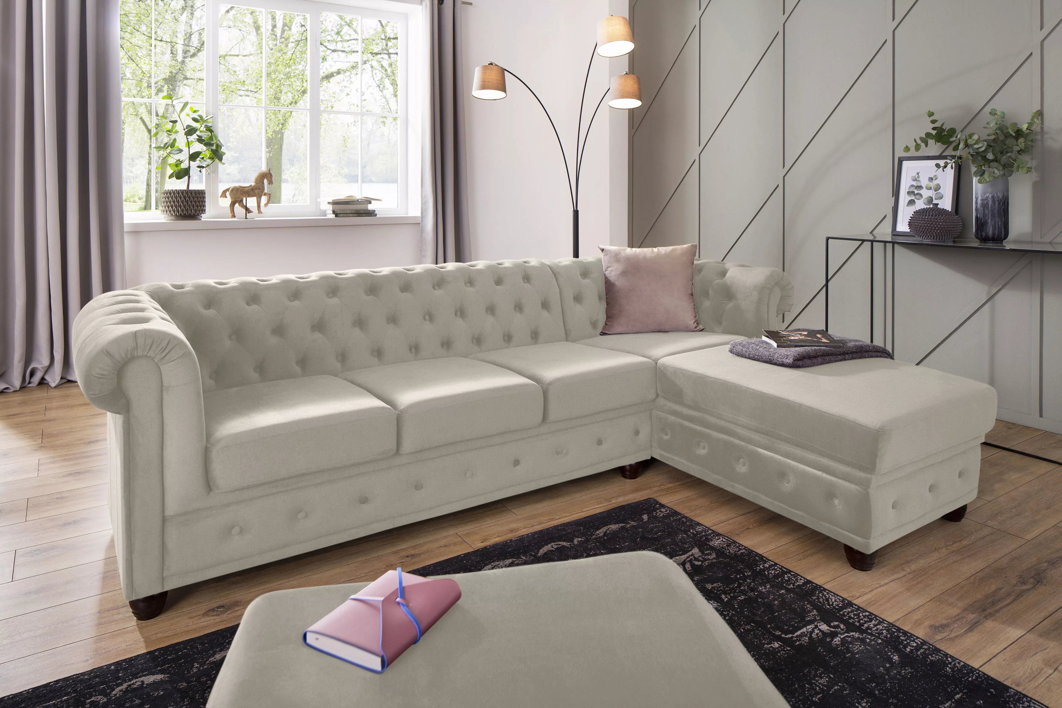 Home affaire Chesterfield-Sofa »New Castle L-Form«, hochwertige Knopfheftun günstig online kaufen