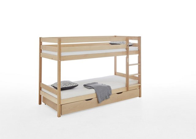 Natur24 Einzelbett Etagenbett Lupo Buche massiv 90x200 cm Roste Matratzen S günstig online kaufen