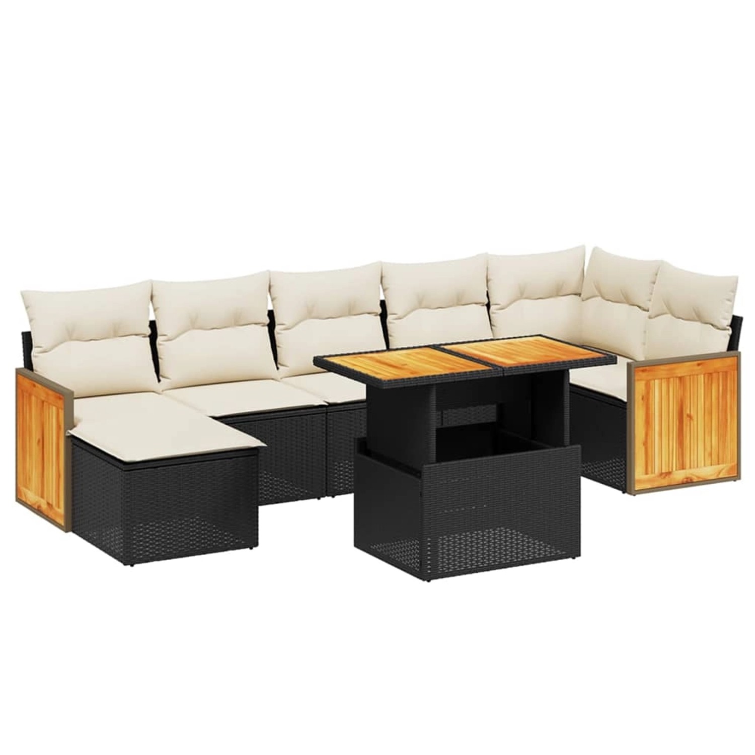 vidaXL 8-Tlg Garten-Sofagarnitur mit Kissen Schwarz Poly Rattan 3274066 günstig online kaufen