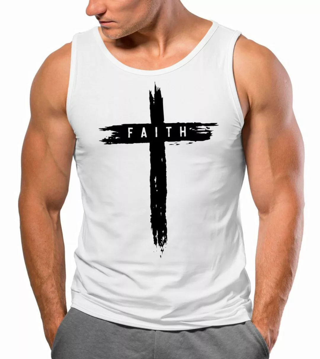 Neverless Tanktop Herren Tank-Top Print Aufdruck Kreuz Cross Faith Glaube T günstig online kaufen