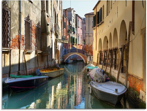 Artland Glasbild "Boote auf Kanal in Venedig", Italien, (1 St.), in verschi günstig online kaufen
