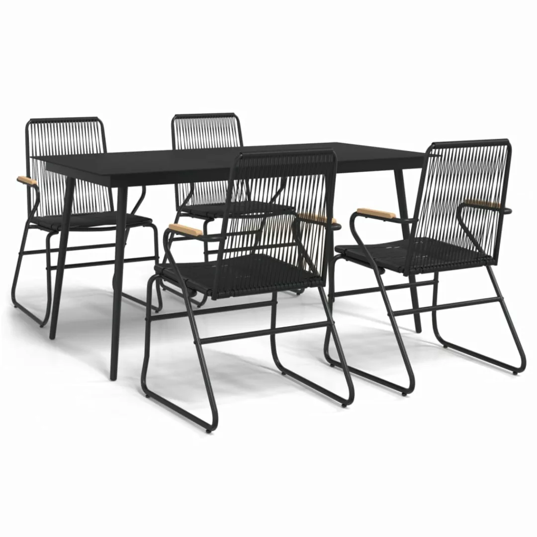 Vidaxl 5-tlg. Garten-essgruppe Schwarz Pvc Rattan günstig online kaufen