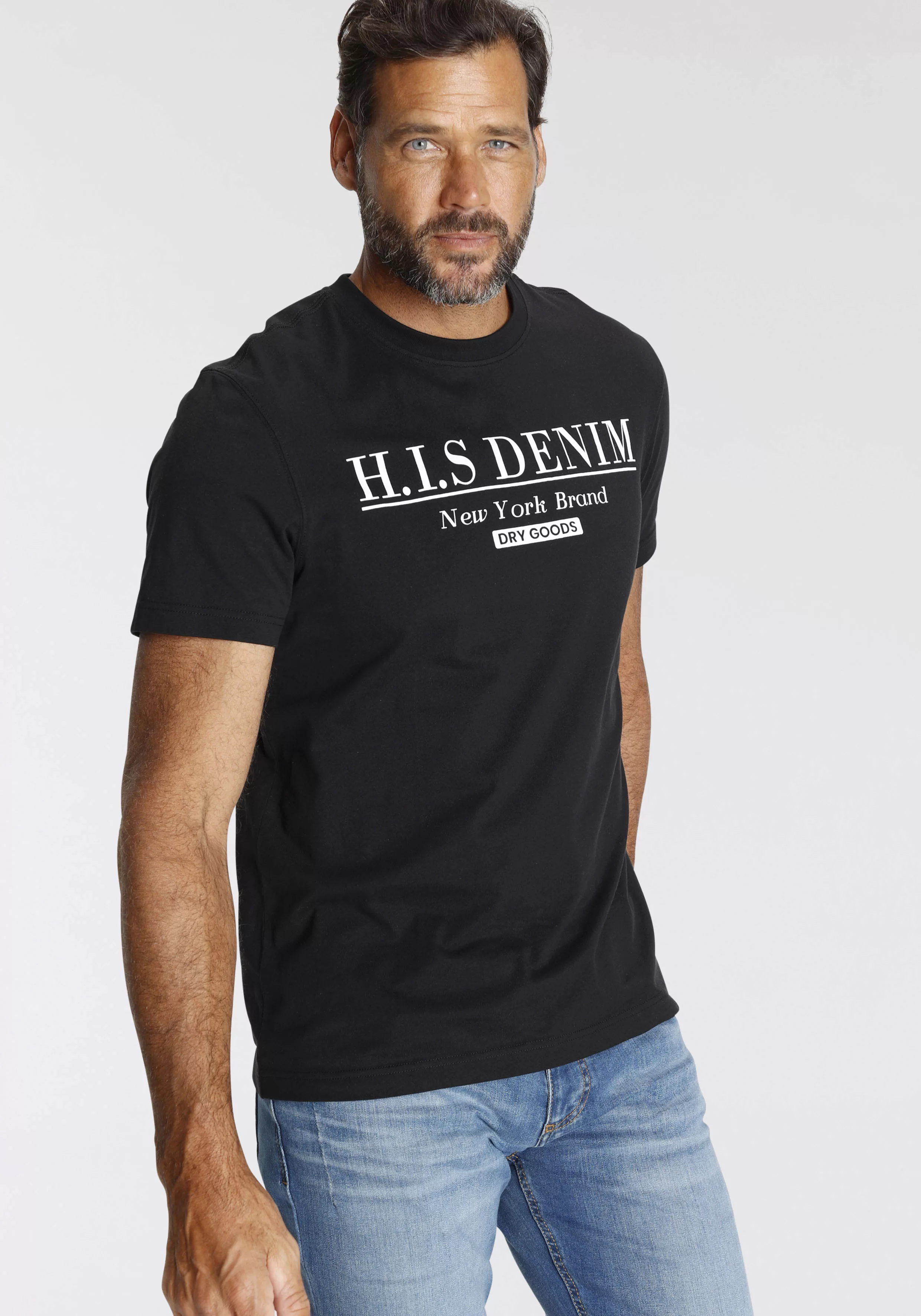 H.I.S T-Shirt, schmale Passform, bedrucktes Design, Rundhalsausschnitt günstig online kaufen