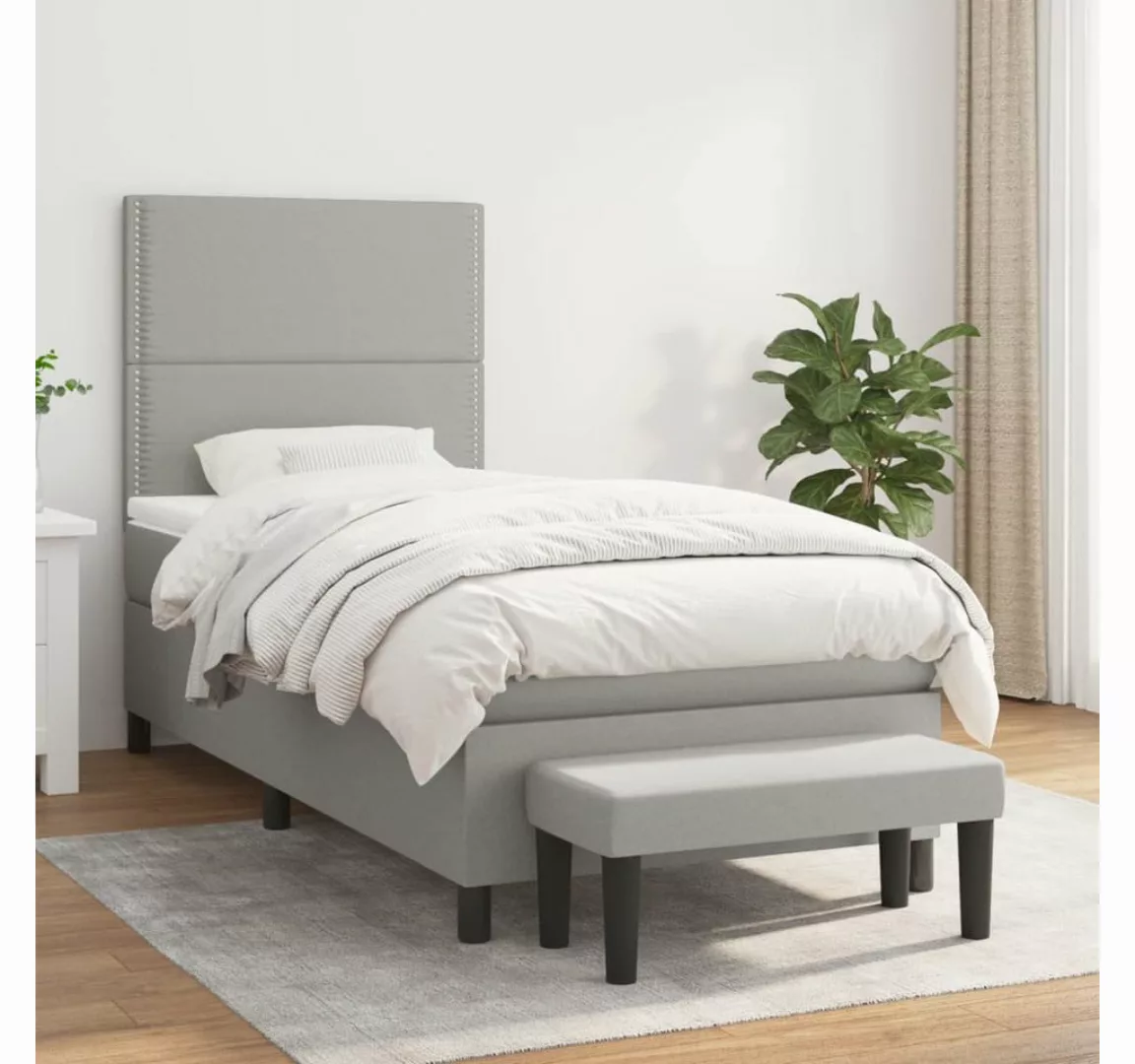 vidaXL Boxspringbett Boxspringbett mit Matratze und Fusshocker Stoff (80 x günstig online kaufen