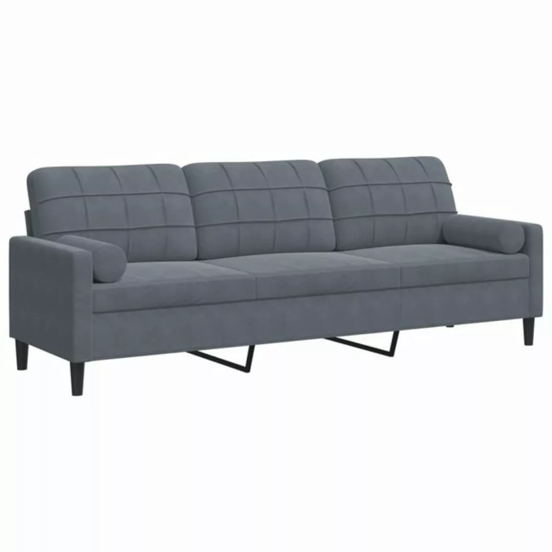 vidaXL Sofa Sofa 3-Sitzer mit Zierkissen Dunkelgrau 210 cm Samt günstig online kaufen