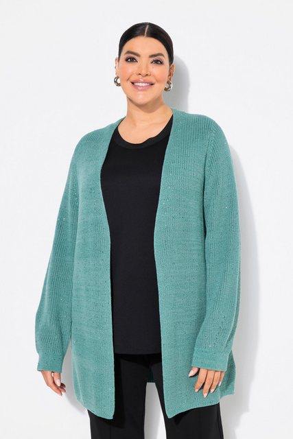 Ulla Popken Strickjacke Strickjacke Pailletten längere offene Form günstig online kaufen