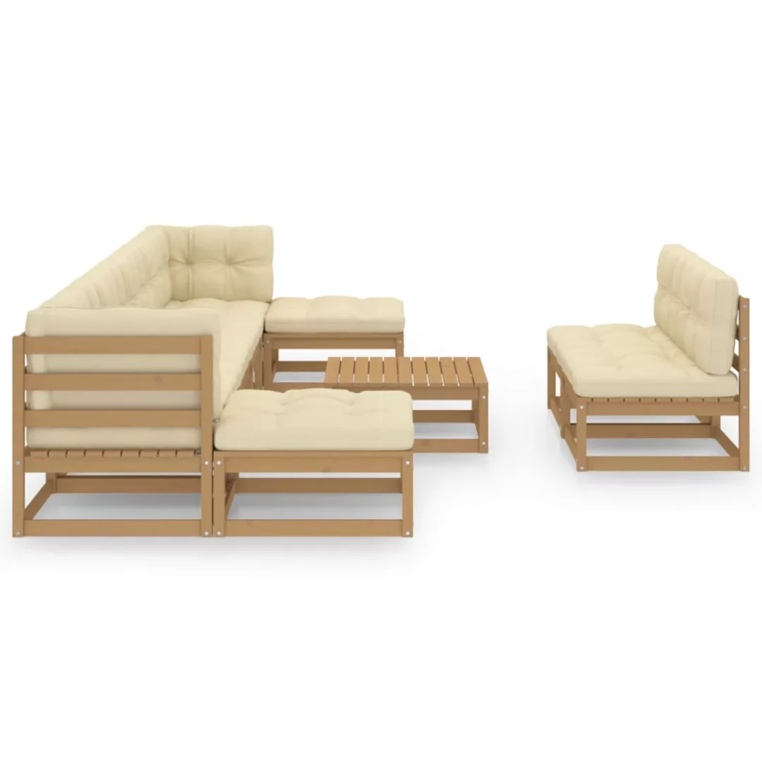 10-tlg. Garten-lounge-set Kissen Honigbraun Kiefer Massivholz günstig online kaufen