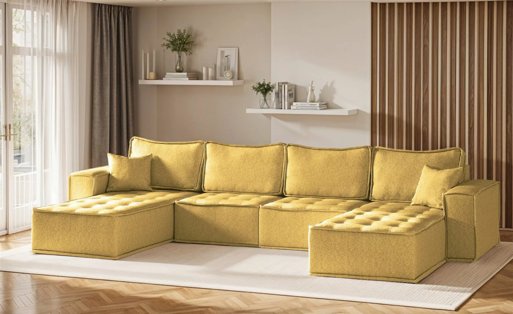 Fun Möbel Wohnlandschaft Sofa U-Form Modulsofa-Set 4-teilig SANDE in Stoff, günstig online kaufen