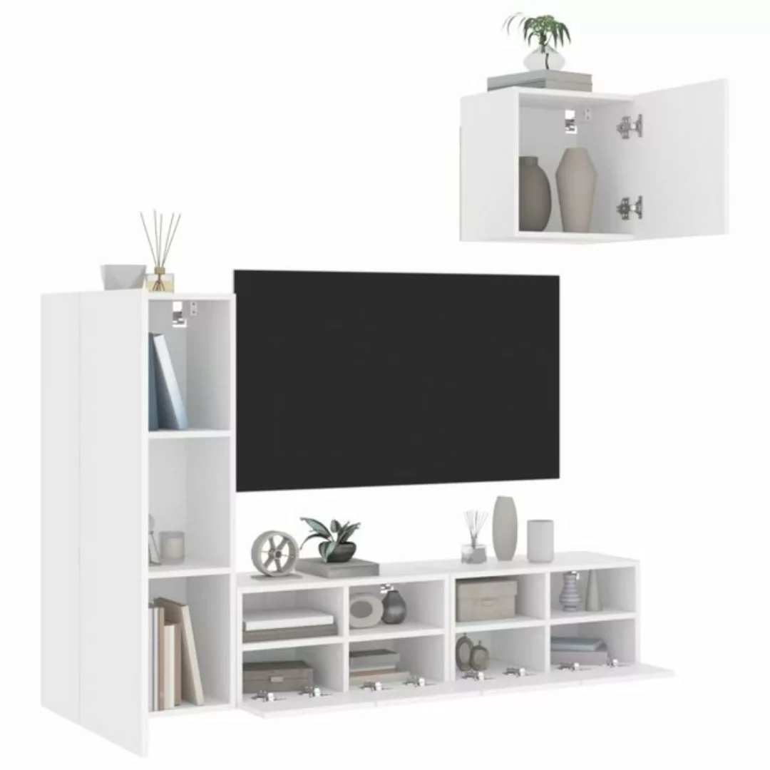 vidaXL TV-Schrank 4-tlg. Wohnwand Weiß Holzwerkstoff (1-St) günstig online kaufen